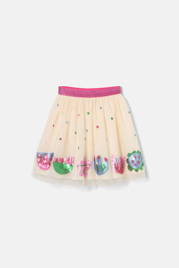 Gorman - Flower Sequins Kids Skirt - cream
