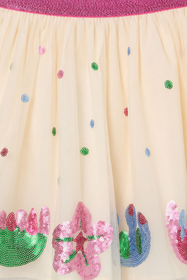 Gorman - Flower Sequins Kids Skirt - cream