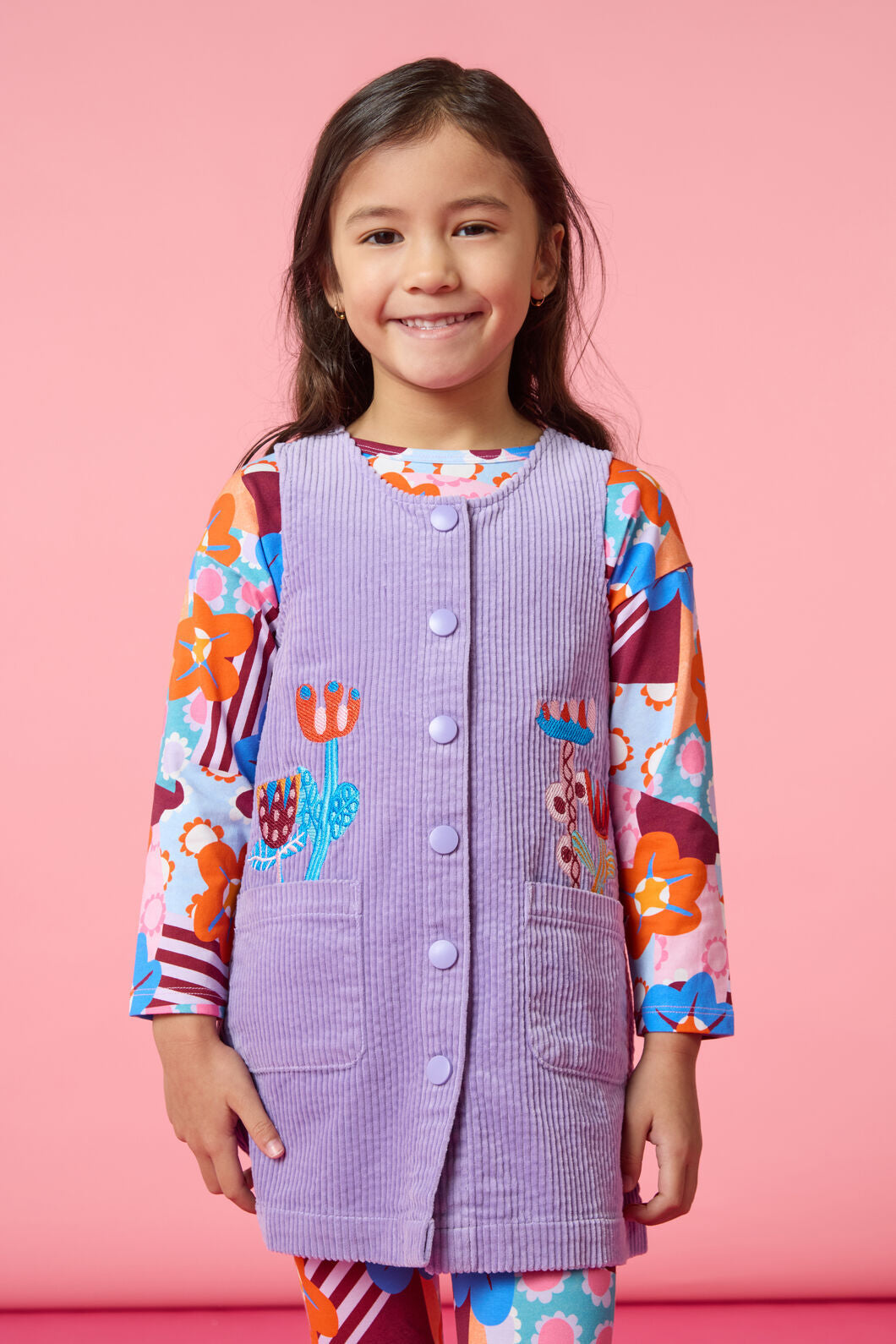Gorman - Bouquet Cord Kids Pini Dress - lilac