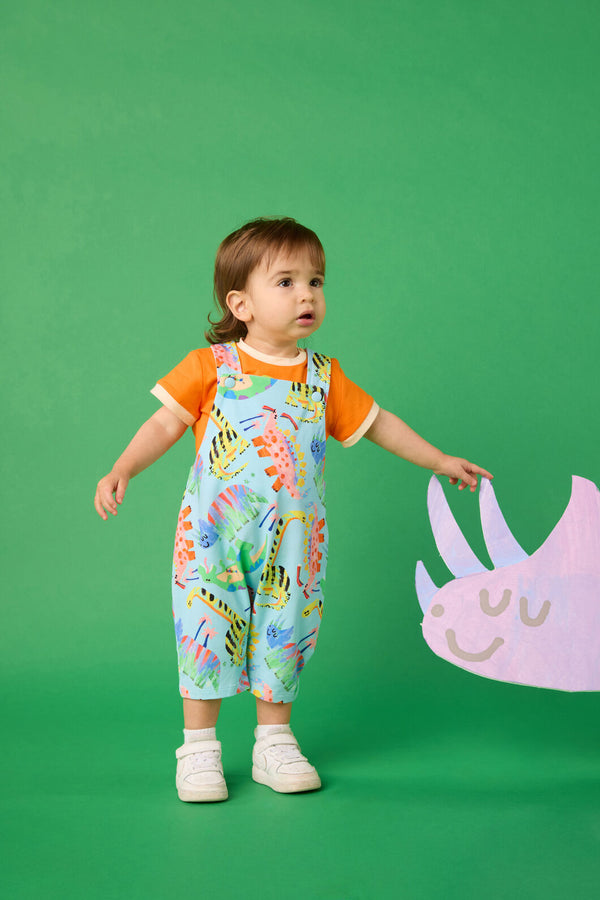 Gorman - Dino Land Baby Overalls - blue