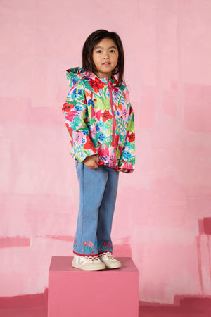 Gorman - Embroidery Flowers Kids Pants - denim