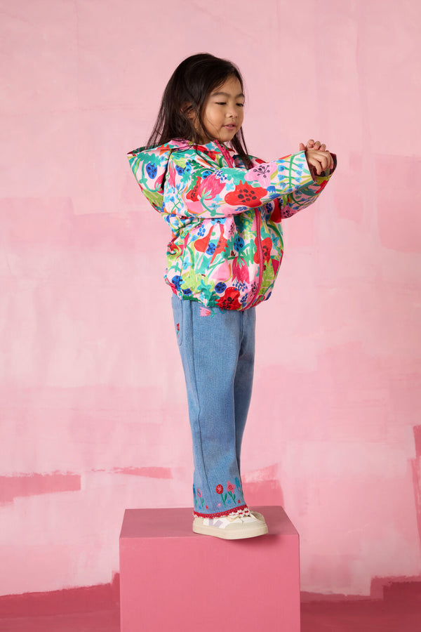 Gorman - Embroidery Flowers Kids Pants - denim