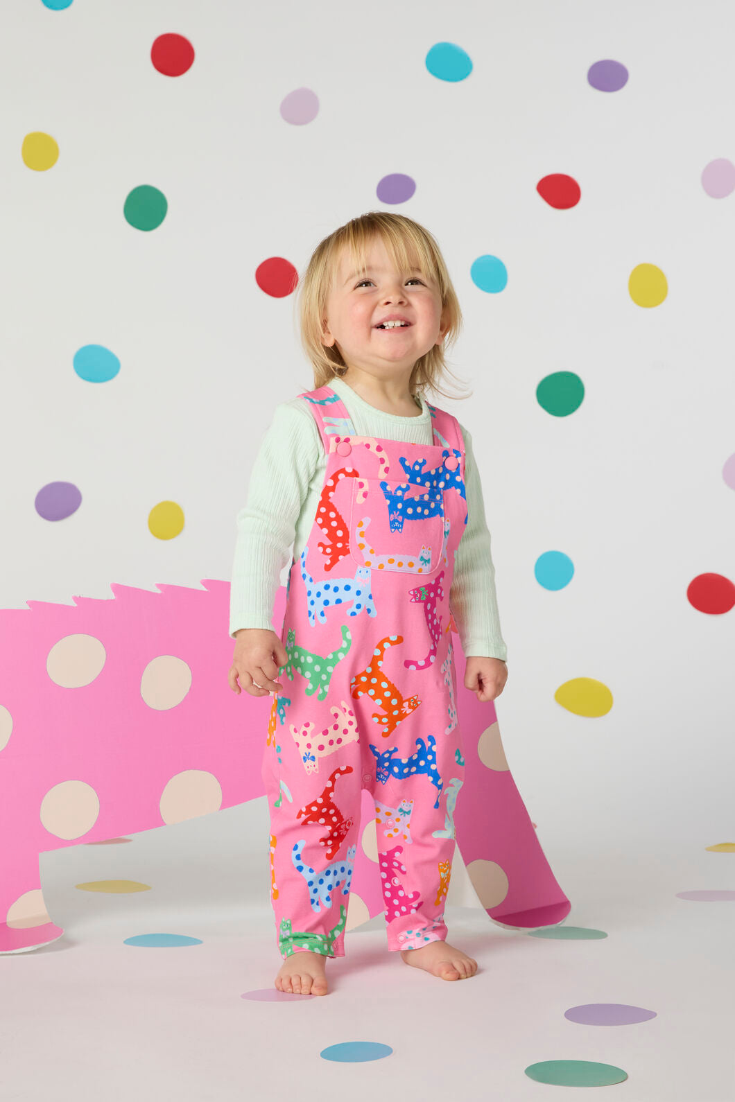 Gorman - Spotty Cats Baby Overalls - pink