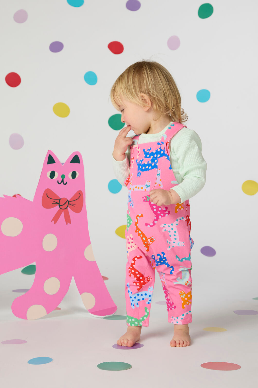 Gorman - Spotty Cats Baby Overalls - pink
