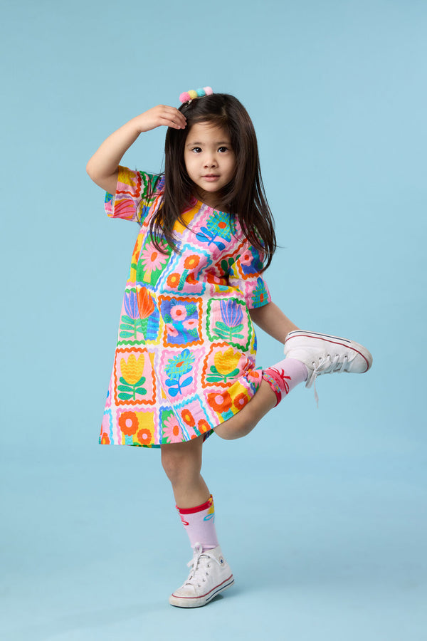Gorman - Tulips Grid Kids Dress - multi