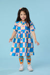 Gorman - Floral Damier Kids Dress - blue