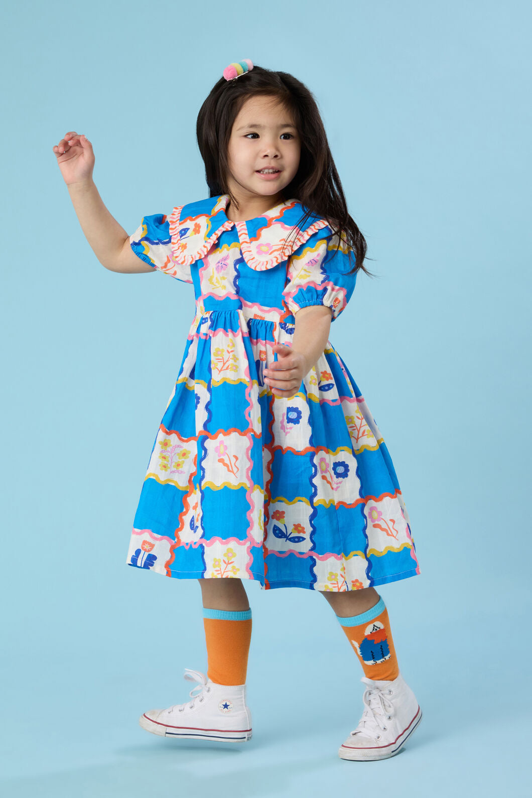 Gorman - Floral Damier Kids Dress - blue