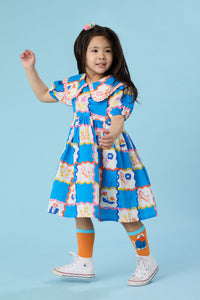 Gorman - Floral Damier Kids Dress - blue