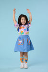 Gorman - Dogs Embroidery Kids Pocket Skirt - denim