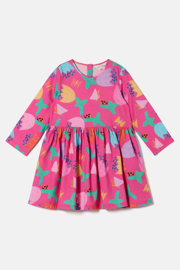 Gorman - Secret Garden Kids Border Dress - pink