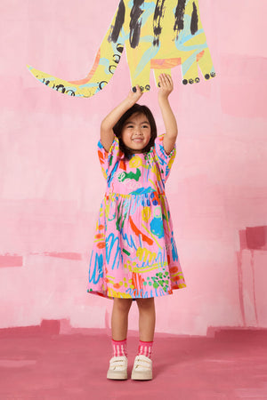 Gorman - Maxi Doodles Kids Dress - pink