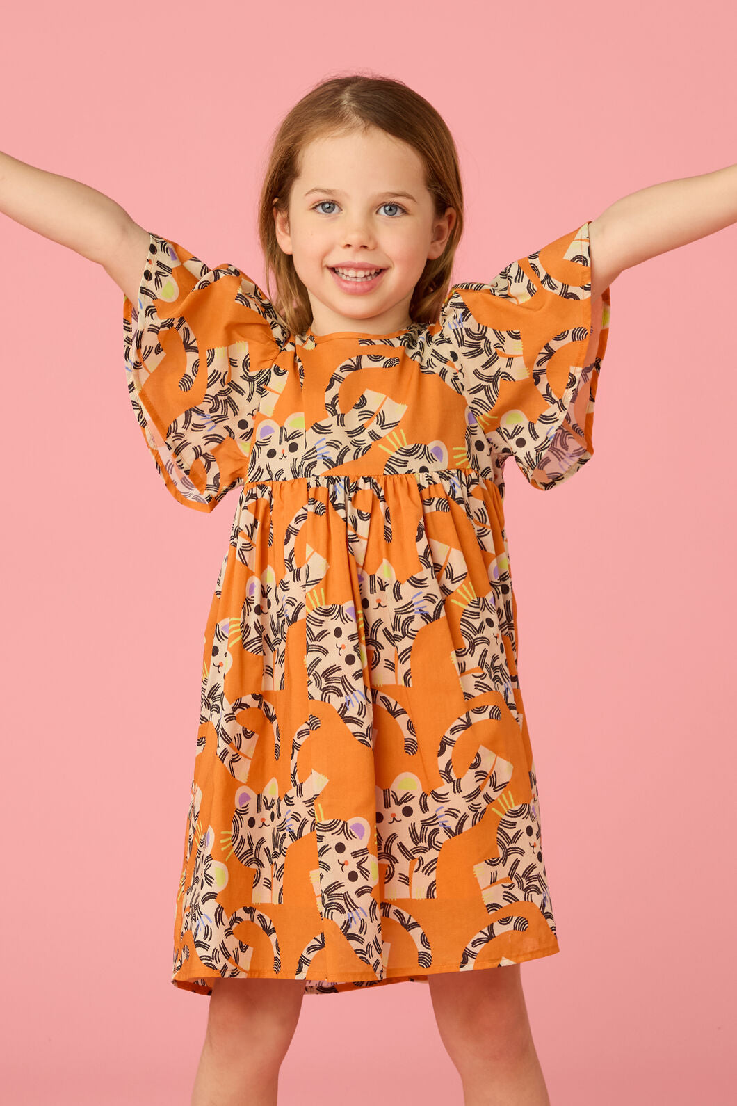 Gorman - Jumping Tiger Kids Dress - orange