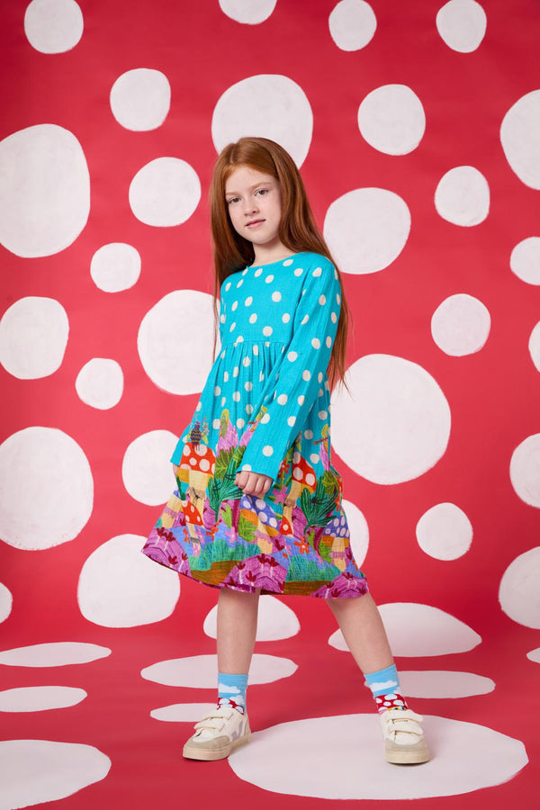 Gorman - Toadstool Spot Kids Dress - teal