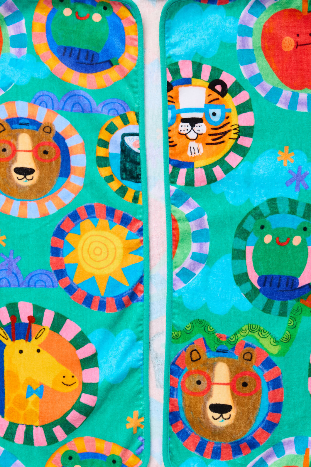 Gorman - Animal Stamp Baby Towel - green