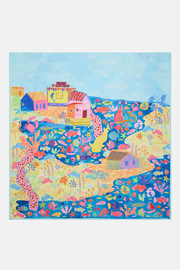 Gorman - Fish Ahoy Square Scarf - print
