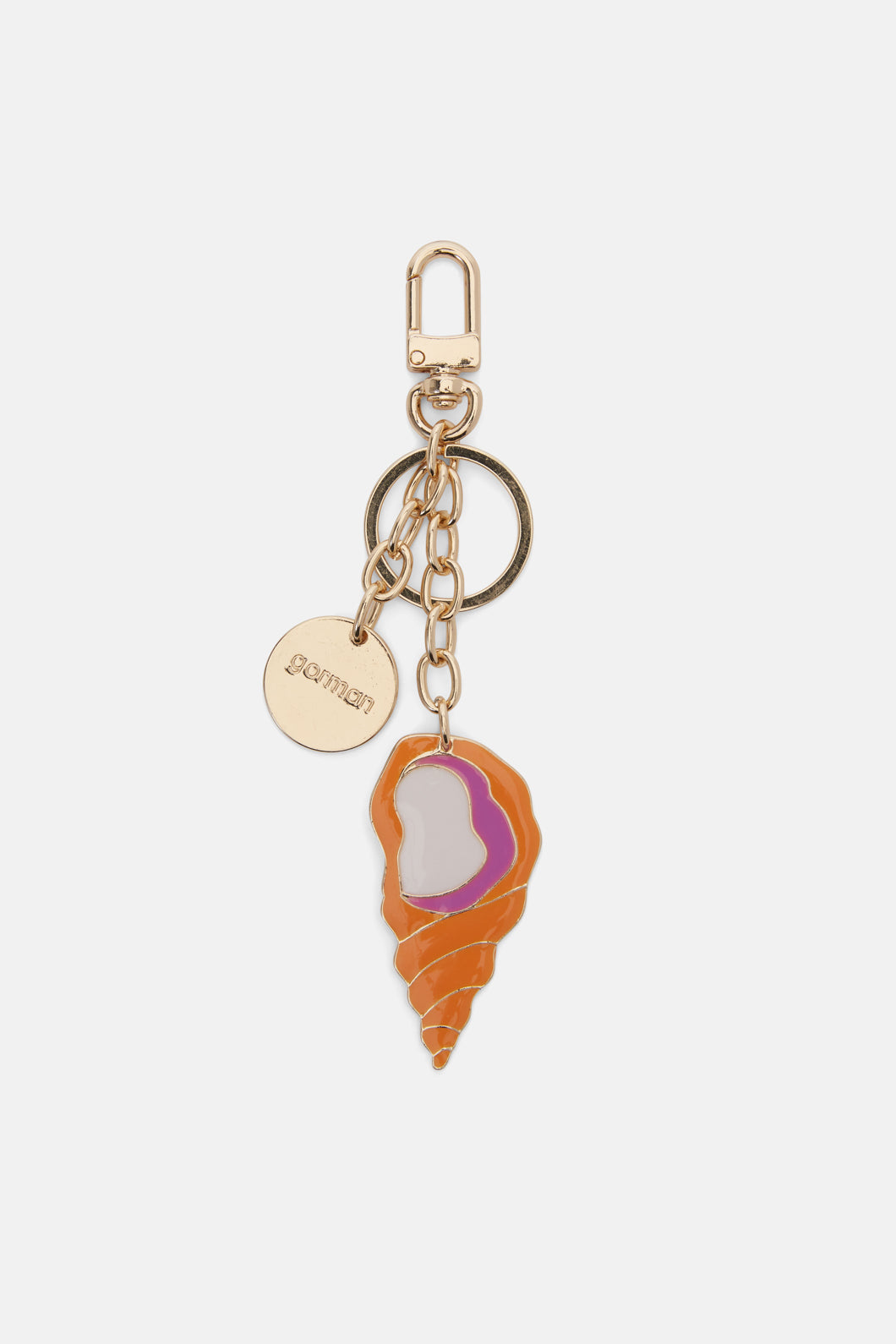 Gorman - Orange Shell Key Ring - gold
