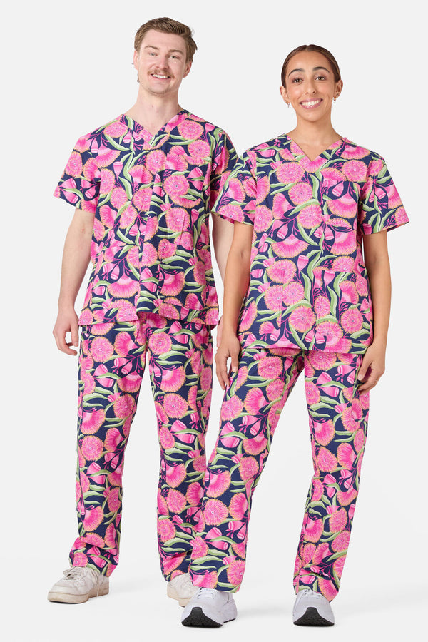 Gorman - Gum Blossoms Scrub Set - navy