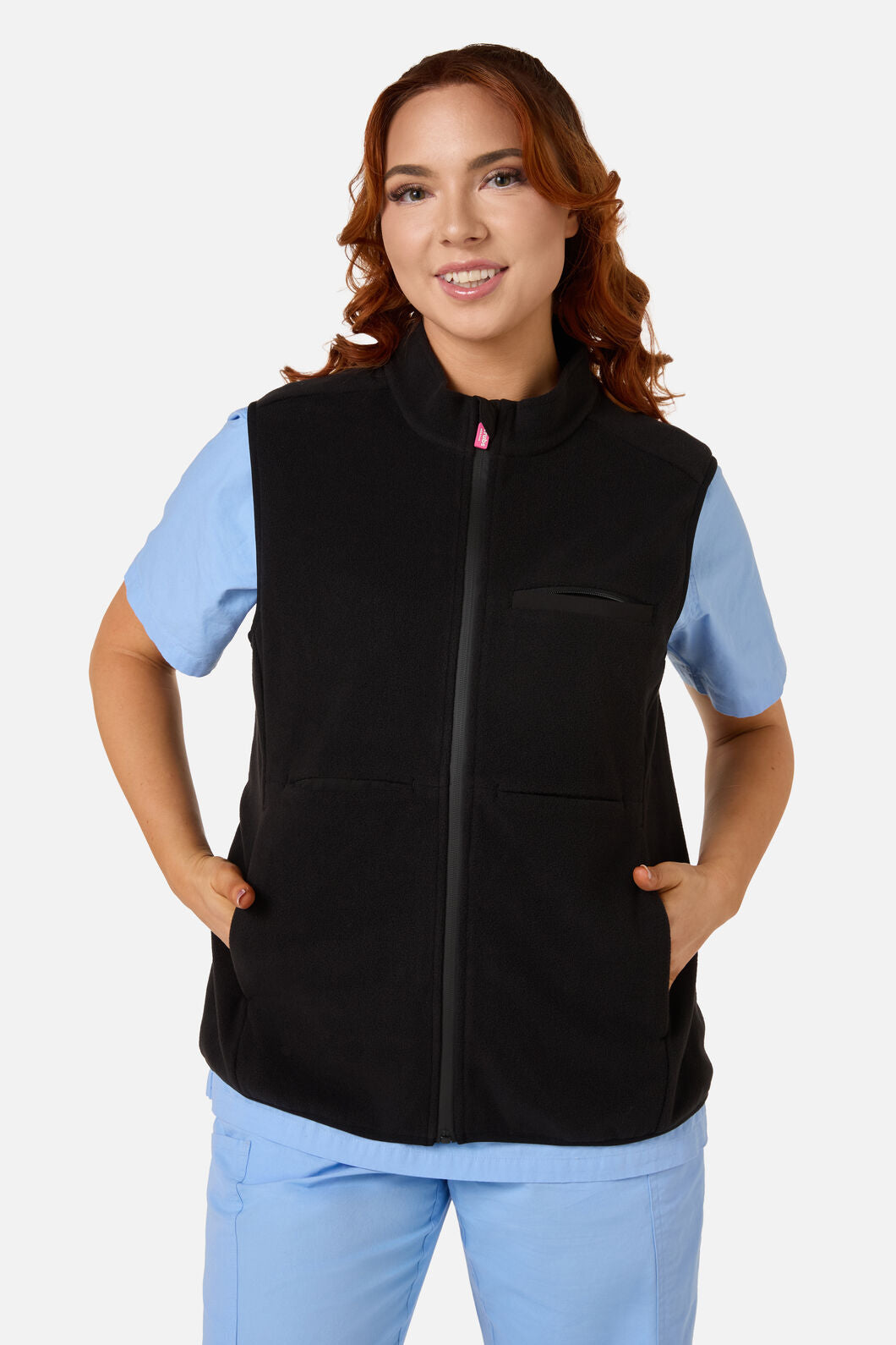Gorman - Black Polar Fleece Scrub Vest - black