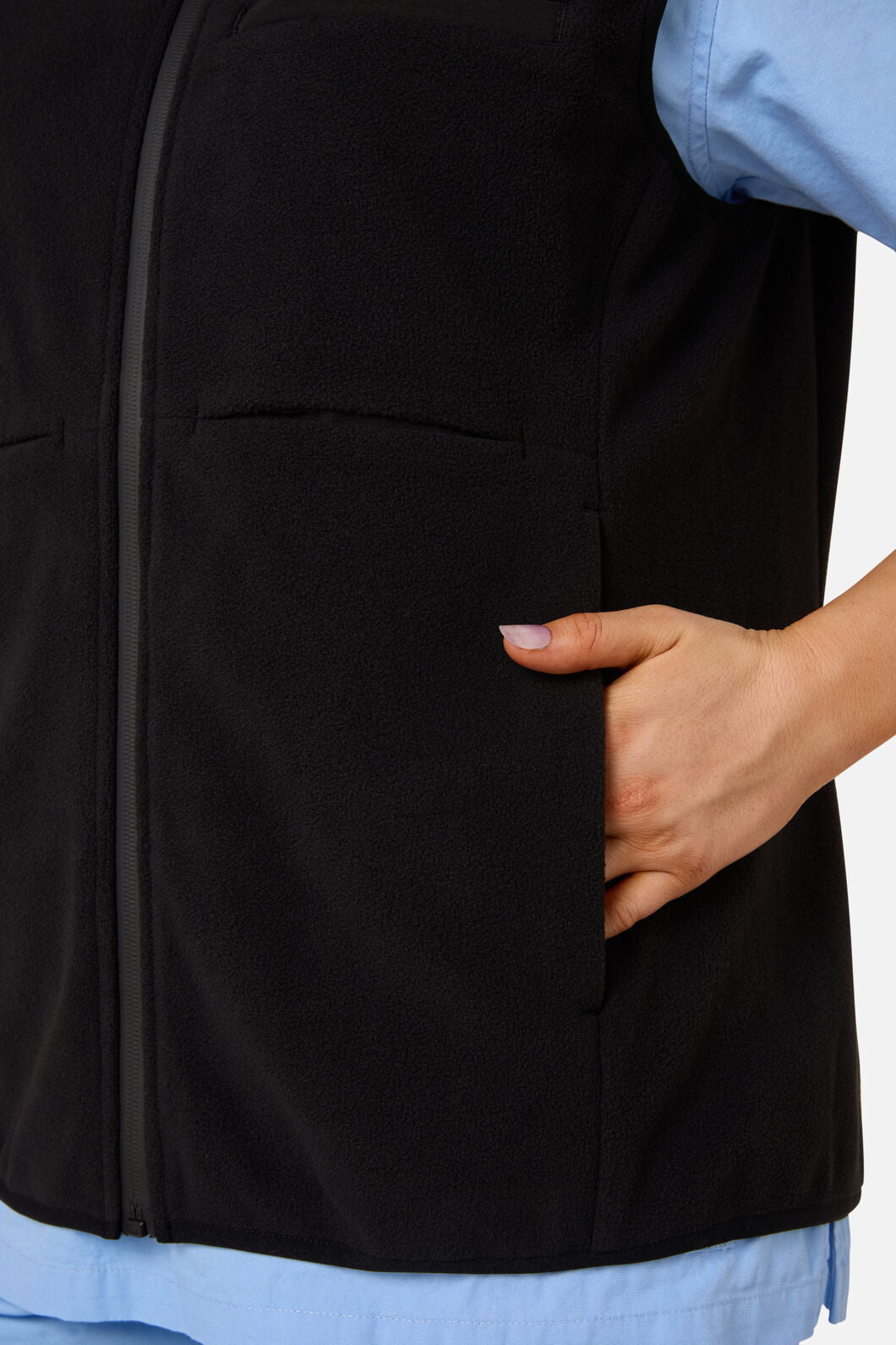 Gorman - Black Polar Fleece Scrub Vest - black