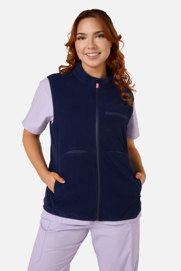 Gorman - Navy Polar Fleece Scrub Vest - navy