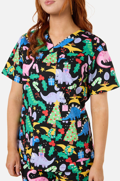 Gorman - CHRISTMAS DINO'S SCRUB SET - black