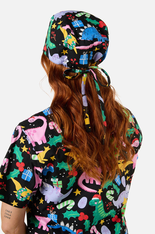 Gorman - CHRISTMAS DINO'S SCRUB HAT - black