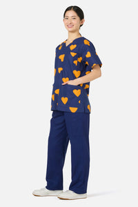 Gorman - Orange Hearts Top & Pant Scrub Set - navy