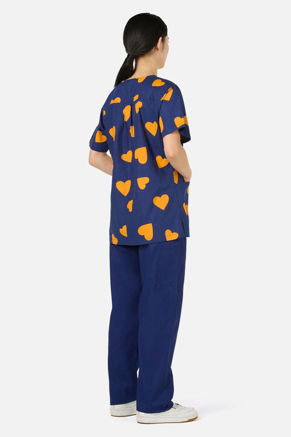 Gorman - Orange Hearts Top & Pant Scrub Set - navy