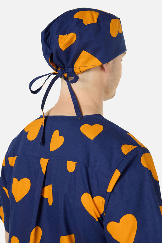 Gorman - Orange Hearts Scrub Hat - navy