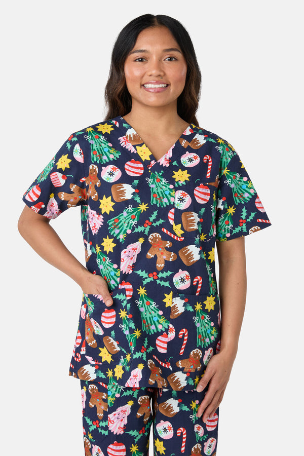 Gorman - Santa's Sweet Treats Scrub Set - blue