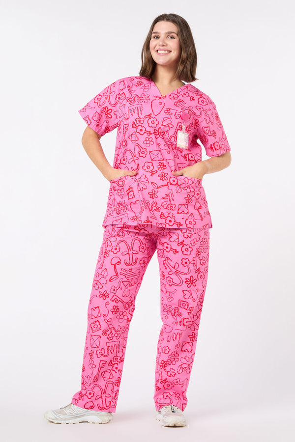 Gorman - Love Letter Scrub Set - pink