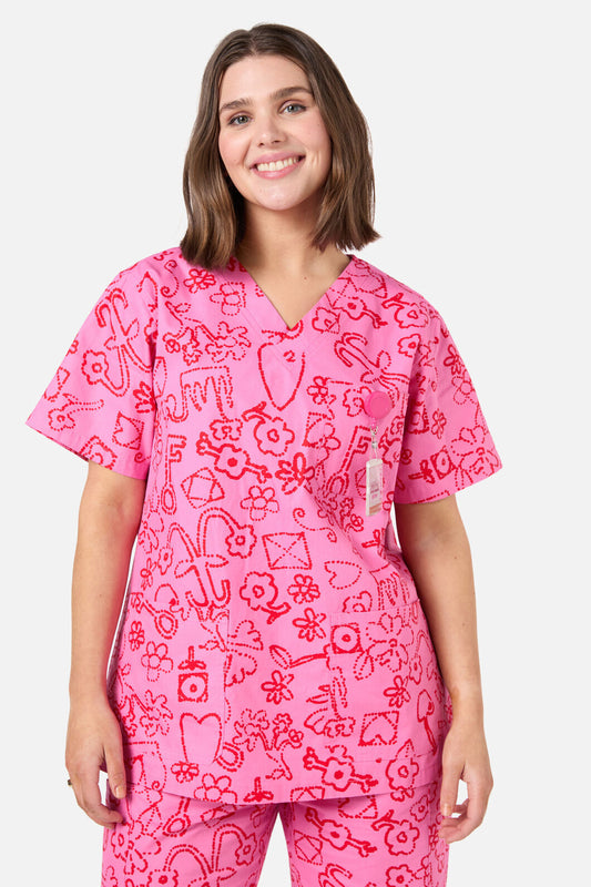 Gorman - Love Letter Scrub Set - pink