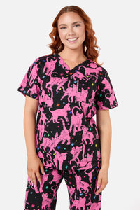 Gorman - Feline Friends Scrub Set - pink