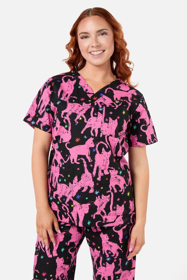 Gorman - Feline Friends Scrub Set - pink