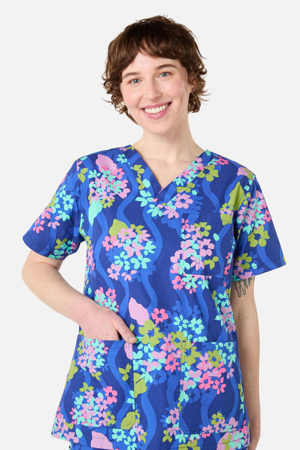 Gorman - Blue Blooms Scrub Set - blue