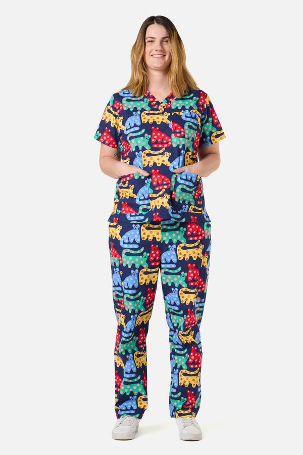 Gorman - Cheetah Scrub Set - navy