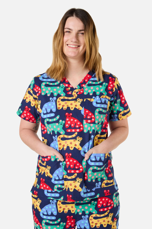 Gorman - Cheetah Scrub Set - navy