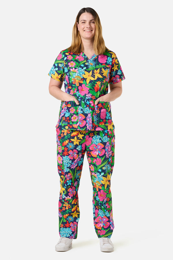 Gorman - Cottage Floral Scrub Set - navy