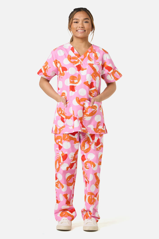 Gorman - CHRISTMAS LOBSTER SCRUB SET - pink