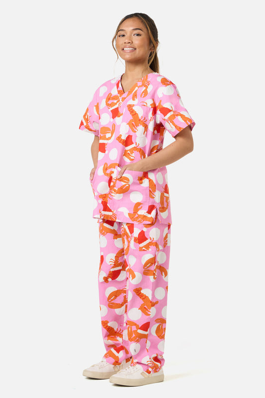 Gorman - CHRISTMAS LOBSTER SCRUB SET - pink