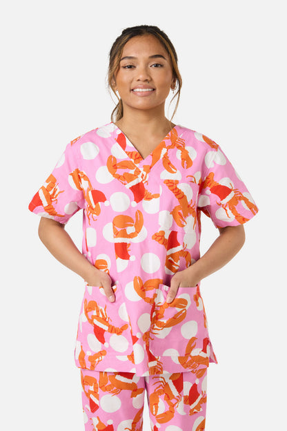 Gorman - CHRISTMAS LOBSTER SCRUB SET - pink