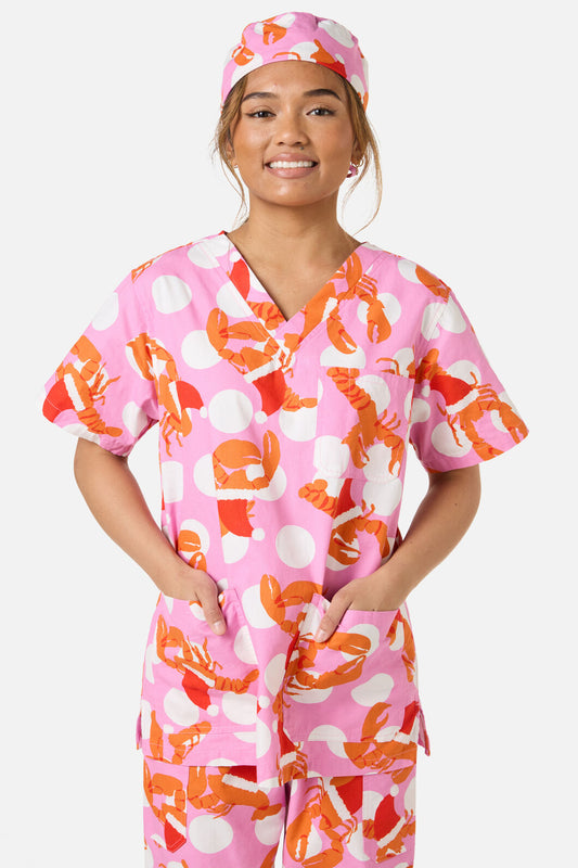 Gorman - CHRISTMAS LOBSTER SCRUB HAT - pink