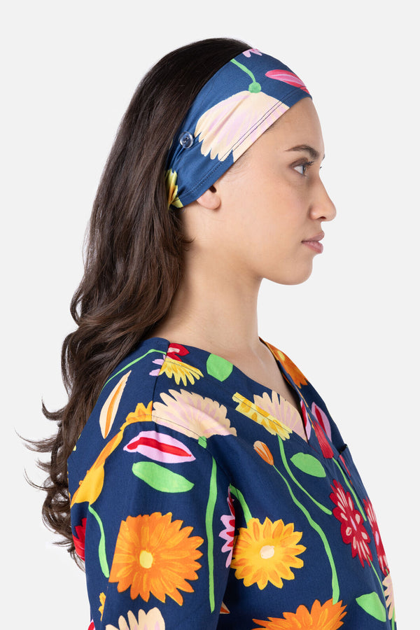 Gorman - Sunshine Flowers Scrub Headband - navy