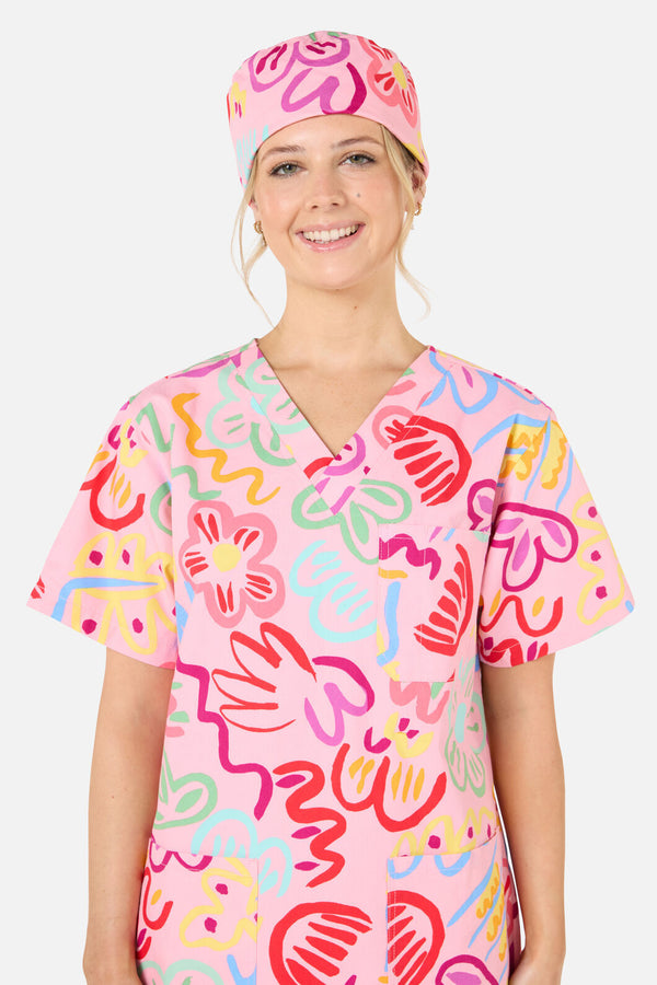 Gorman - Holiday scrub hat - pink