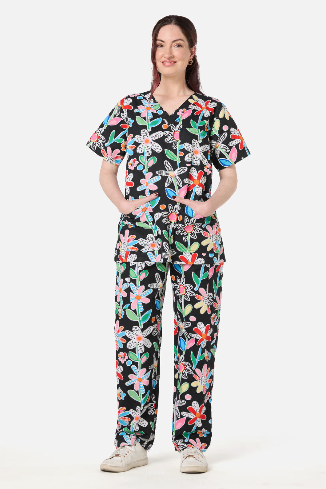 Gorman - Floral Play scrub set - black
