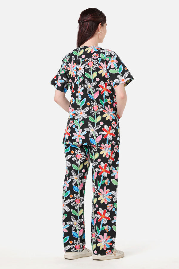 Gorman - Floral Play scrub set - black