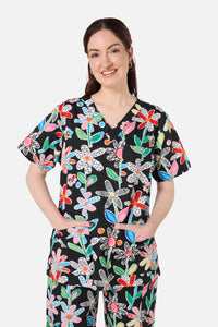 Gorman - Floral Play scrub set - black