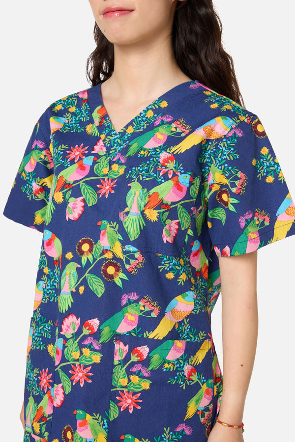 Gorman - Party Parrots scrub set - navy
