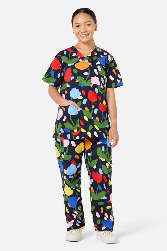 Gorman - Confetti Tulip Scrub Set - navy