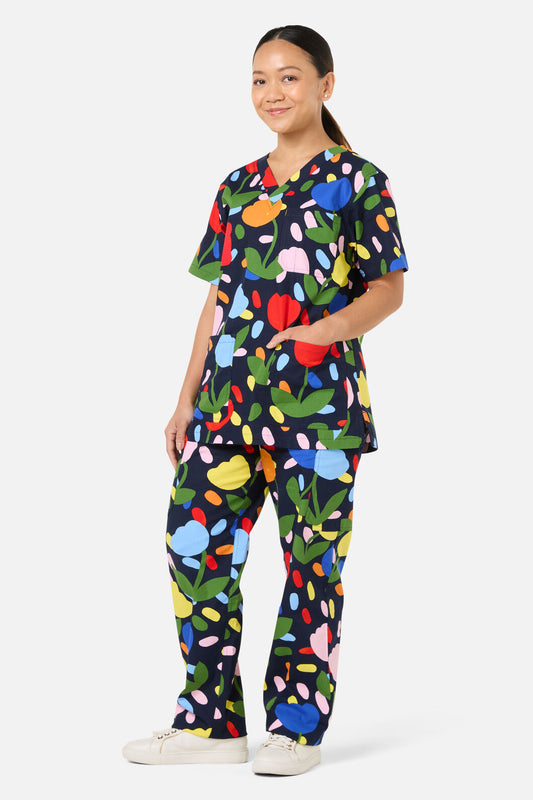 Gorman - Confetti Tulip Scrub Set - navy